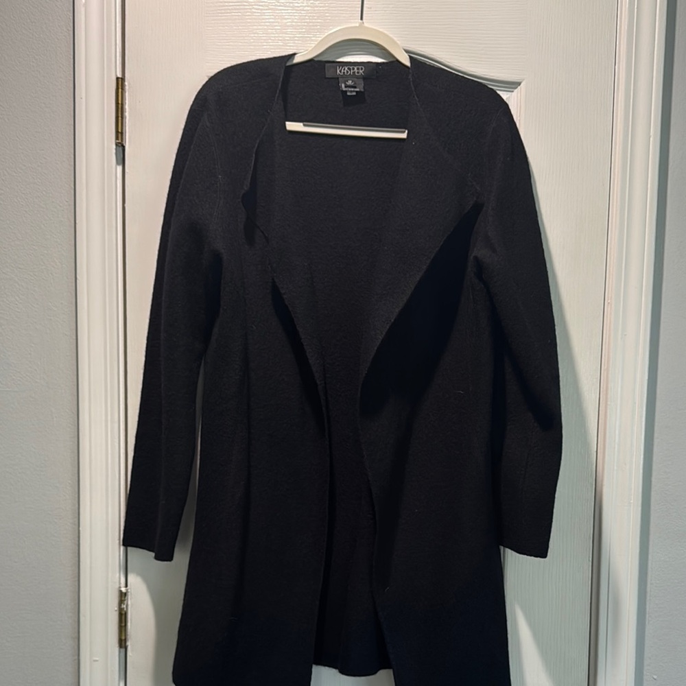 Kasper Black Open Front Cardigan